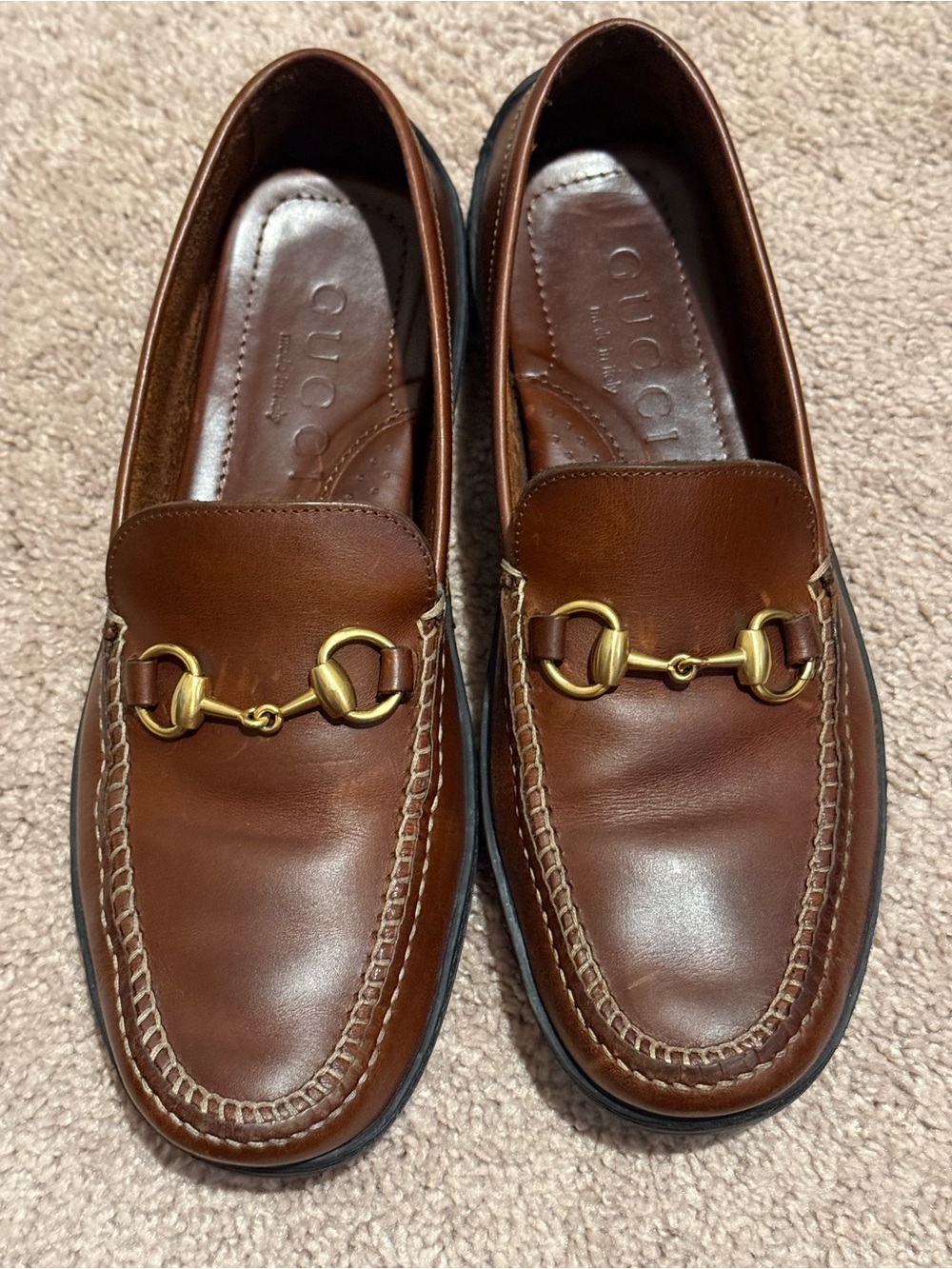 Gucci Brown Leather Horsebit Slip-On Loafers